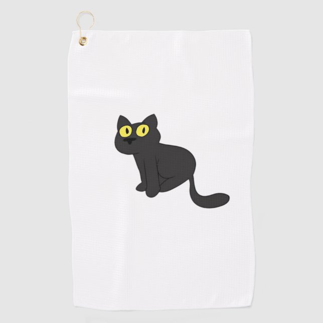 Halloween Black Cat Classic T-Shirt Golf Towel (Front)