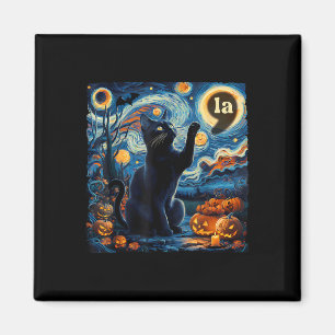 Halloween Black Cat Comma La Starry Night Art Kama Magnet