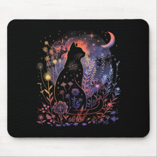 Halloween Black Cat Costume Mystical Cat Lover Mouse Pad