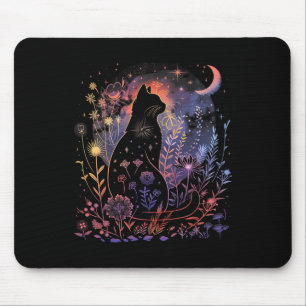 Halloween Black Cat Costume Mystical Cat Lover Wom Mouse Pad