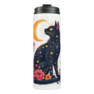 Halloween Black Cat Costume Mystical Cat Lover Wom Thermal Tumbler