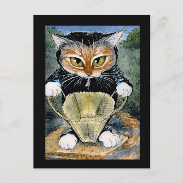 Halloween black cat costume postcard (Front)