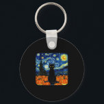 Halloween Black Cat Costume Van Gogh Starry Night  Key Ring<br><div class="desc">Halloween Black Cat Costume Van Gogh Starry Night Men Women</div>