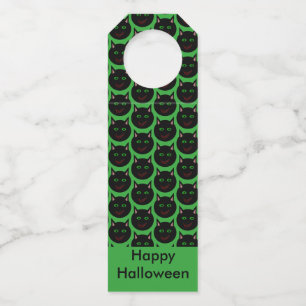Halloween Black Cat Custom Bottle Hangers