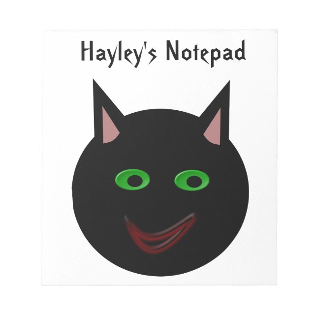 Halloween Black Cat Customisable Notepad (Front)