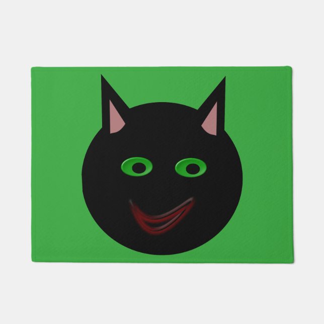 Halloween Black Cat Door Mat (Front)