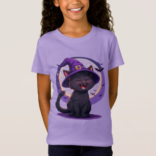 Halloween Black Cat Dressed as a Witch Hat T-Shirt