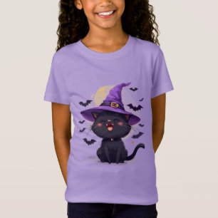 Halloween Black Cat Dressed as a Witch Hat T-Shirt