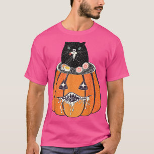 Halloween Black Cat Eating Ramen T-Shirt