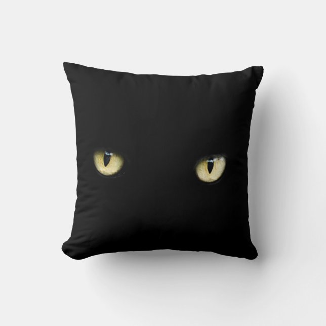 Halloween Black Cat Eyes Throw Pillow (Front)