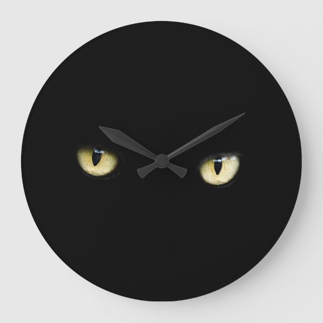 Halloween Black Cat Eyes Wall Clock (Front)