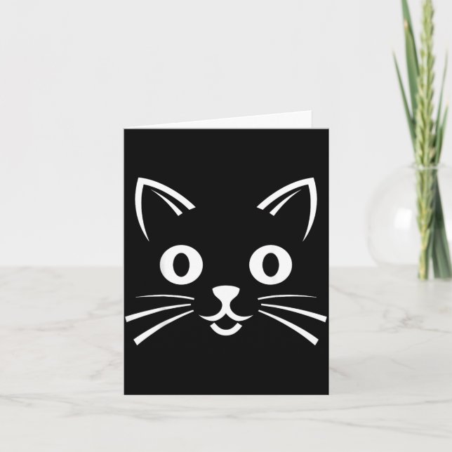 Halloween Black Cat Face Card (Front)