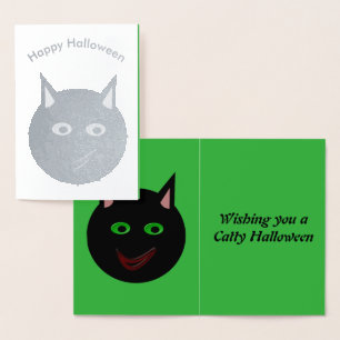 Halloween Black Cat Foil Card