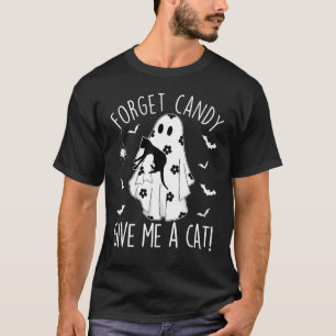 Halloween Black Cat Forget Candy Give Me A Cat Wom T-Shirt