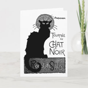 Halloween Black Cat French Words Chat Noir Text Card