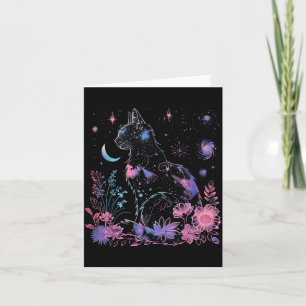Halloween Black Cat Galaxy Costume Cat Lover Card