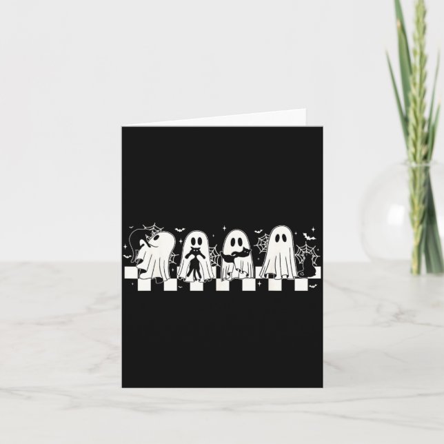 Halloween Black Cat Ghost Halloween Ghost Spooky Card (Front)
