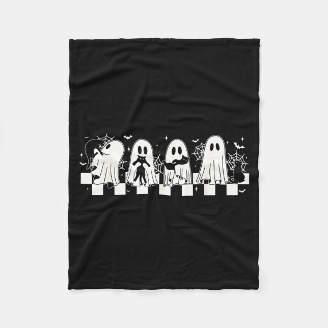 Halloween Black Cat Ghost Halloween Ghost Spooky Fleece Blanket (Front)