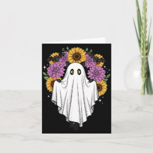 Halloween Black Cat Ghost Suower Bat Floral Cute Card