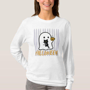 Halloween Black Cat & Ghost T-Shirt