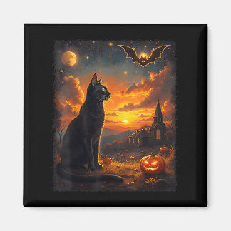 Halloween Black Cat Gothic Moon Scene Party Magnet