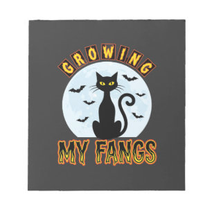 Halloween Black Cat Growing My Fangs Design Notepad