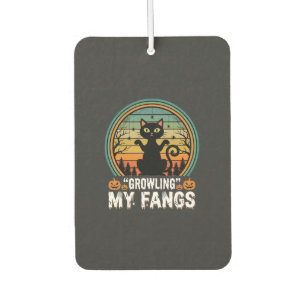 Halloween Black Cat Growling My Fangs Retro Design Car Air Freshener