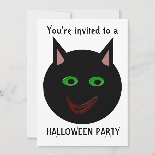 Halloween Black Cat Halloween Party Customisable Invitation (Front)
