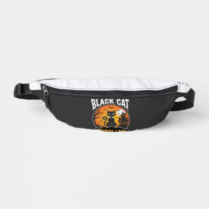 Halloween Black Cat Haunted House Moon Design Bum Bags