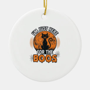 Halloween Black Cat Here For The Boos Vintage Shir Ceramic Tree Decoration