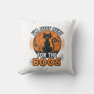 Halloween Black Cat Here For The Boos Vintage Shir Cushion