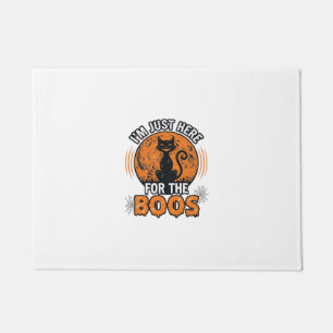 Halloween Black Cat Here For The Boos Vintage Shir Doormat