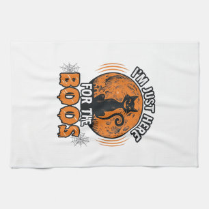 Halloween Black Cat Here For The Boos Vintage Shir Tea Towel