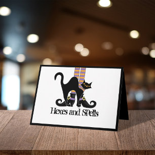 Halloween Black Cat Hexes and Spells Card