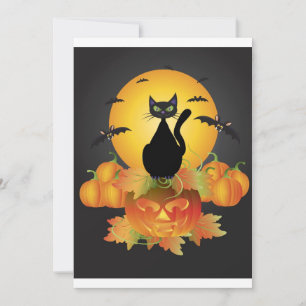 Halloween Black Cat Invitation