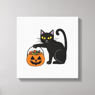 Halloween Black Cat Jack O' Lantern Pumpkin Sweet Canvas Print