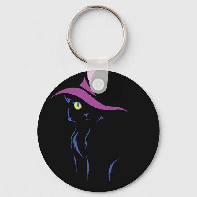 Halloween Black Cat Key Ring (Front)
