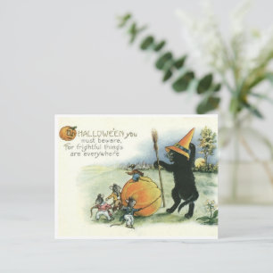 Halloween Black Cat Kitten Mice Mouse Postcard