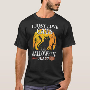 Halloween Black Cat Kitty Cat Wife Mom Distressed T-Shirt