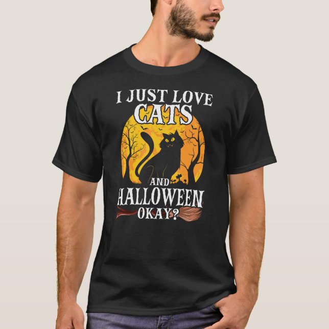 Halloween Black Cat Kitty Cat Wife Mom Distressed T-Shirt (Front)