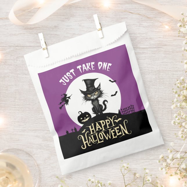 Halloween black cat loot bag candy trick or treat (Clipped)