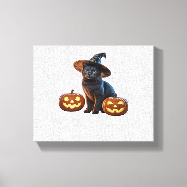 Halloween Black Cat Magic Classic T-Shirt Canvas Print (Front)