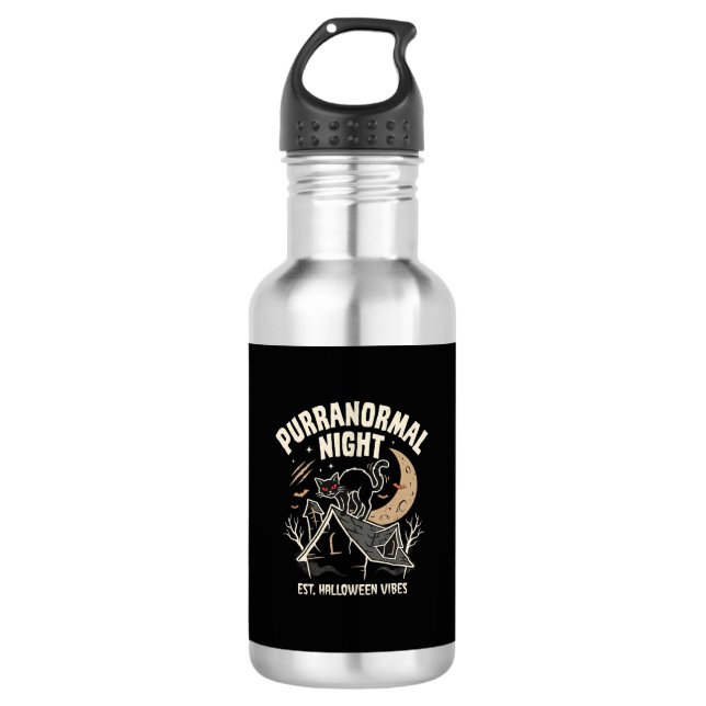 Halloween Black Cat Moon (2) 532 Ml Water Bottle (Front)