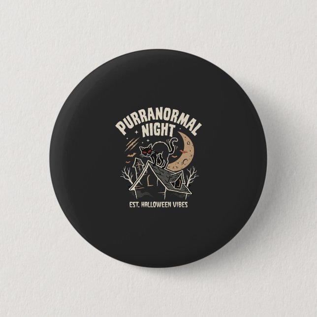Halloween Black Cat Moon (2) 6 Cm Round Badge (Front)