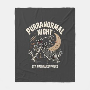 Halloween Black Cat Moon (2) Fleece Blanket