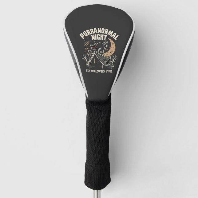 Halloween Black Cat Moon (2) Golf Head Cover (Front)