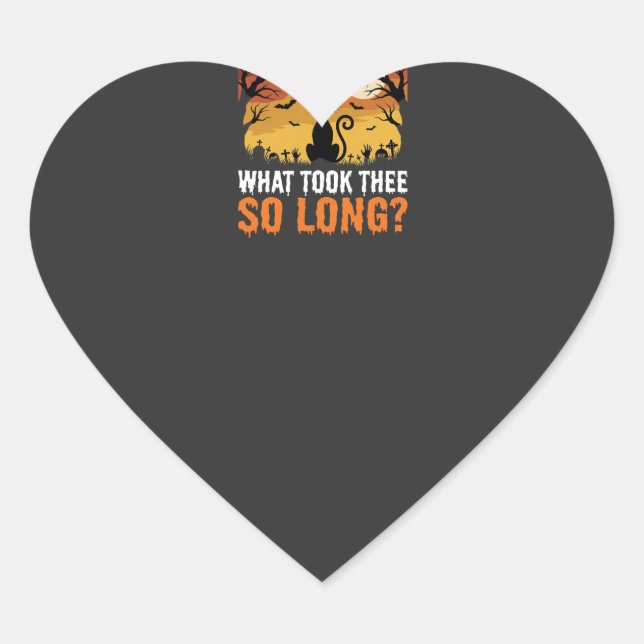 Halloween Black Cat Moon Graveyard Quote Design Heart Sticker (Front)