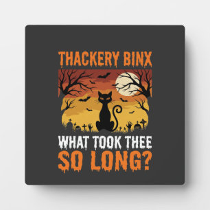 Halloween Black Cat Moon Graveyard Quote Design Plaque