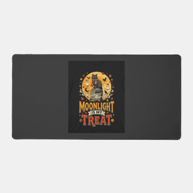 Halloween Black Cat Moon Magic Desk Mat (Front)