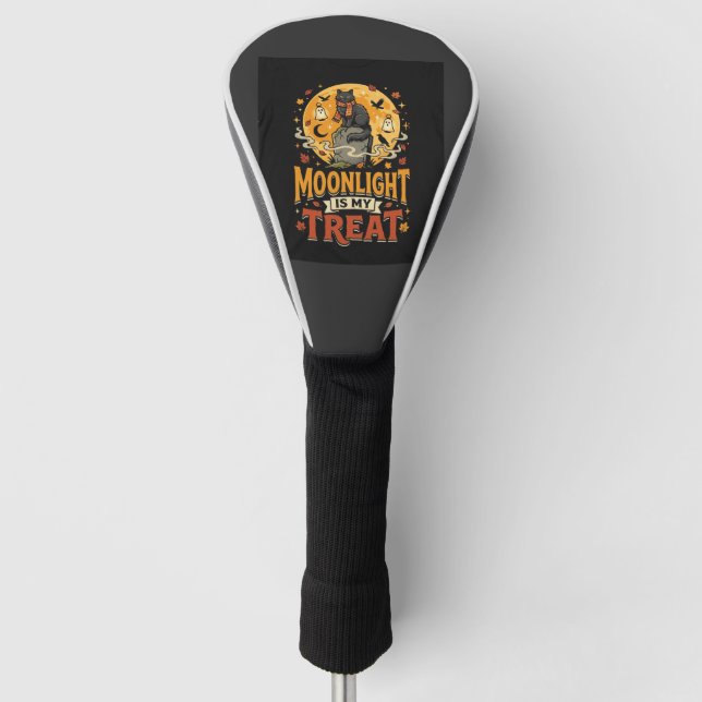 Halloween Black Cat Moon Magic Golf Head Cover (Front)